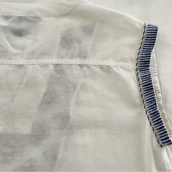 J. Crew Sunburst Embroidered Boho Linen Sleeveless Blouse, Size 2 - Picture 10 of 15